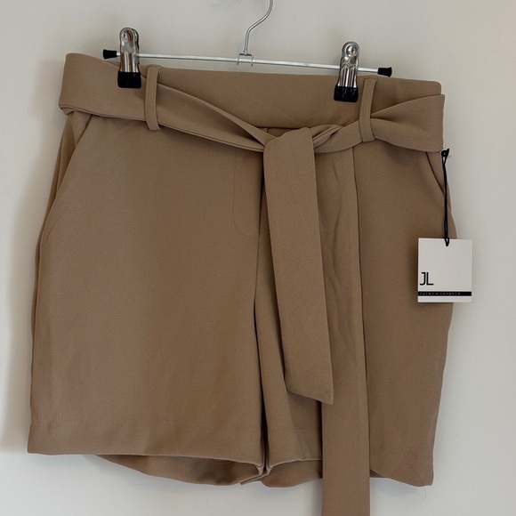 NWT - Jules & Leopold Taupe Paperbag High-Waist Tie Shorts - Size S - Picture 2 of 8